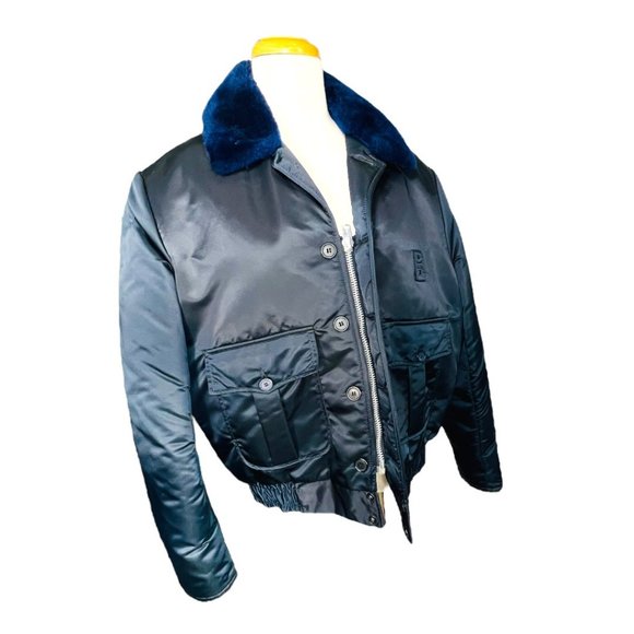 Horace Small Tuffy Jac Police Jacket Black Nylon w/Faux Fur Collar Vintage 40L - Picture 2 of 9